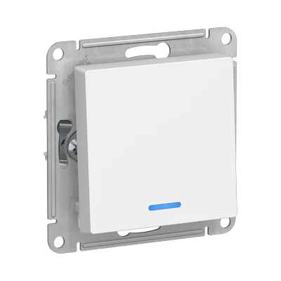 Выключатель Schneider Electric AtlasDesign 1-клавишный скрытой установки с подсветкой, без рамки, белый (ATN000113)