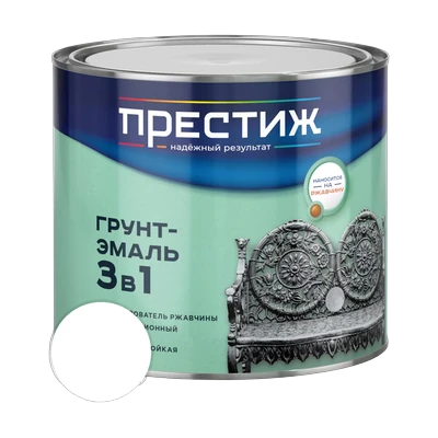 Грунт-эмаль по ржавчине Престиж 3 в 1, белая 1,9 кг