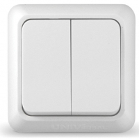 Выключатель Олимп 2-клавишный открытой установки, белый 