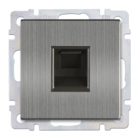Розетка Нептун RJ45 скрытой установки, серый никель
