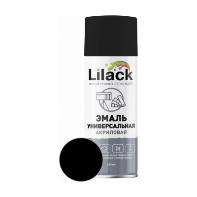 Эмаль аэрозольная Lilack универсальная, черный глянец 520 мл (7101-01)