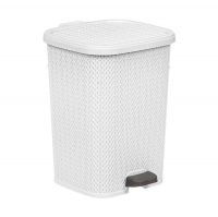Ведро для мусора Dunya Plastik Вязаный 12 л с педалью, белый
