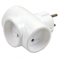 Разветвитель 3 гнезда Т-образный, белый, Toker