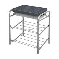 Банкетка для обуви НБ2 3-х ярусная с ящиком, мягкое сиденье, темно-серый