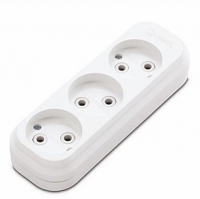 Колодка 3 гнезда без заземления, белая, Makel