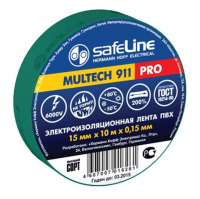 Изолента 15 мм зеленая, Safeline (10 м)
