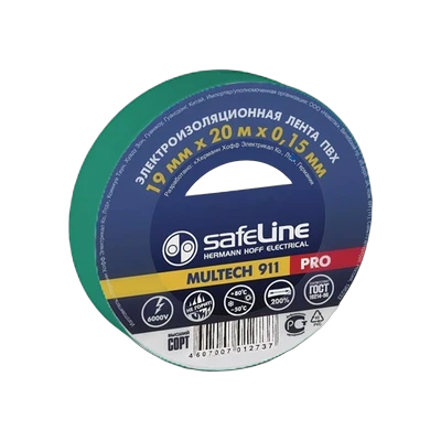 Изолента Safeline 19 мм 20 м, зеленая