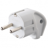 Вилка угловая 16А 250В белая (земля), Makel (10027)