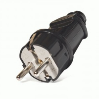 Вилка прямая 16А 250В черная (земля), Universal