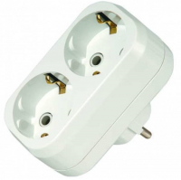 Разветвитель 2 гнезда линейный, белый (земля), Makel (10031)