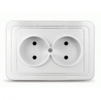 Розетка Валери 2-местная без заземления скрытой установки, белая