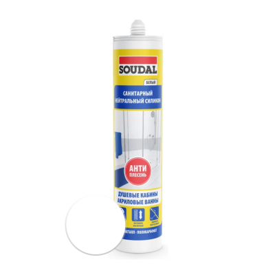 <b>Герметик</b> Soudal силиконовый санитарный, белый 280 мл