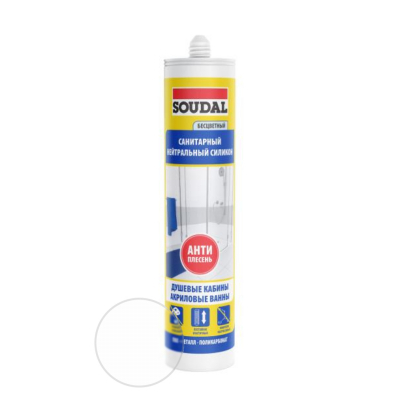 <b>Герметик</b> Soudal силиконовый санитарный, прозрачный 280 мл