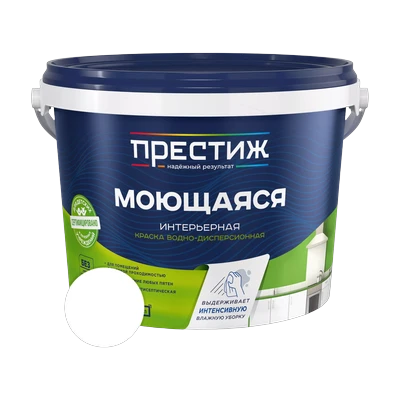 Краска Престиж W4 Моющаяся интерьерная, супербелая 4,5 кг