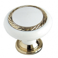 Ручка-кнопка мебельная Н, белый+золото