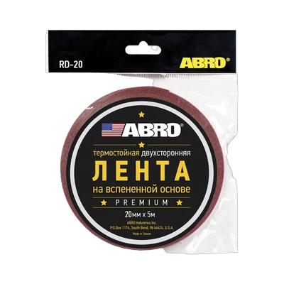Скотч двусторонний 20мм 5м красный, ABRO