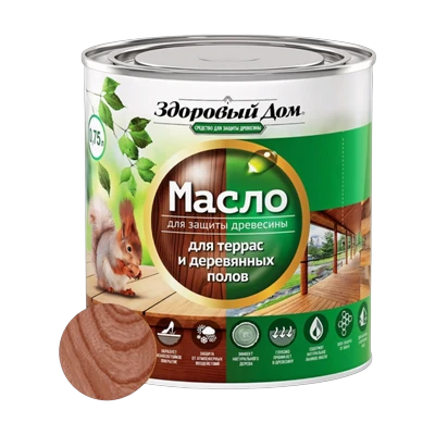 Масло для террас и деревянных полов Здоровый Дом, махагон 0,75 л