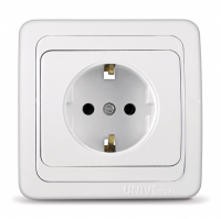Розетка UNIVersal Валери 1-местная с/з скрытой установки, белая (В0028)