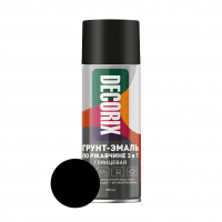 Грунт-эмаль аэрозольная Decorix по ржавчине 3 в 1 глянцевая, черная 520 мл