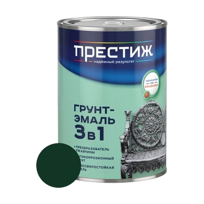 Грунт-эмаль по ржавчине Престиж 3 в 1, зеленая 0,9 кг