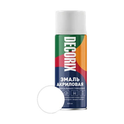 Эмаль аэрозольная Decorix глянцевая, белый 520 мл