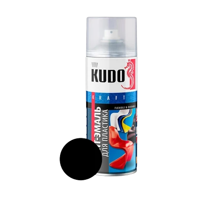 Грунт-эмаль аэрозольная KUDO для пластика, черный 520 мл