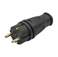 Вилка прямая Very 16А с/з каучук IP44, черная (89-0-085)