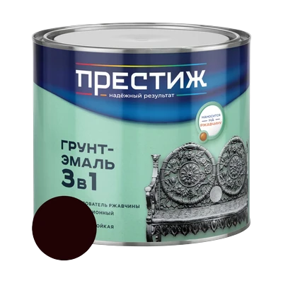 Грунт-эмаль по ржавчине Престиж 3 в 1, шоколадная 1,9 кг