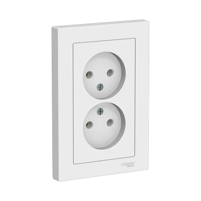 Розетка Schneider Electric AtlasDesign 2-местная б/з скрытой установки, белая (ATN000120)