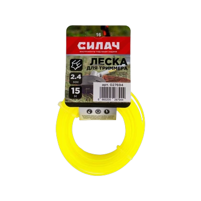 Леска для триммера Силач 2,4 мм х 15 м, звезда