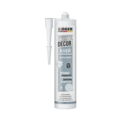 Клей монтажный Zigger White Decor акриловый для декора, белый 400 г