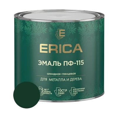 Эмаль алкидная ПФ-115 Erica, зеленый 1,9 кг