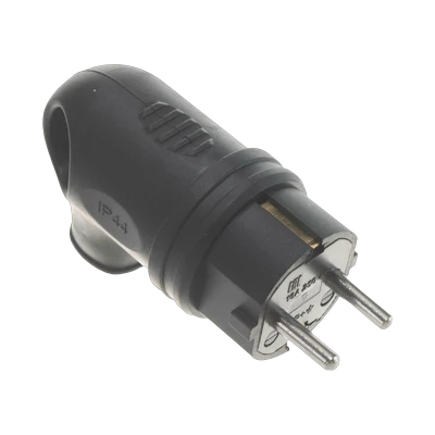 Вилка угловая In Home 9220 каучуковая 16А с/з IP44, черная