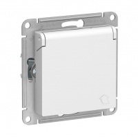 Розетка Schneider Electric AtlasDesign 1-местная с/з скрытой установки без рамки, белая с крышкой (ATN000146)