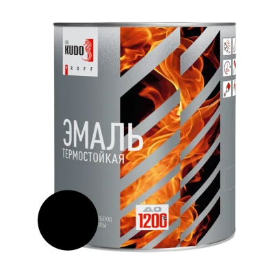 Эмаль термостойкая KUDO PROFF черная матовая,  0,8 кг