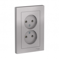 Розетка Schneider Electric AtlasDesign 2-местная б/з скрытой установки, алюминий (ATN000320)