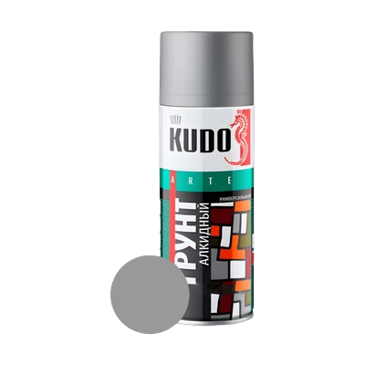 Грунт аэрозольный Kudo KU-2001 алкидный универсальный, серый 520 мл