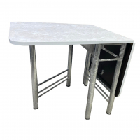 Стол №30 "Прямоугольник книжка" 550х300(550х700) мм столешница Мрамор нуловато,ножки Хром