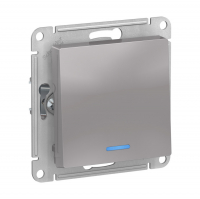 Выключатель Schneider Electric AtlasDesign 1-клавишный скрытой установки с подсветкой, без рамки, алюминий (ATN000313)