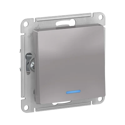 Выключатель Schneider Electric AtlasDesign 1-клавишный скрытой установки с подсветкой, без рамки, алюминий (ATN000313)