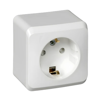 Розетка Schneider Electric Этюд 1-местная с/з открытой установки, белая (SCPA16-003B)