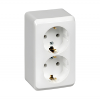 Розетка Schneider Electric Этюд 2-местная с/з открытой установки, белая (SCPA16-007B)