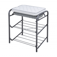 Банкетка для обуви НБ2/С 3-х ярусная с ящиком, мягкое сиденье, серый