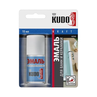 Эмаль ремонтная для ванн Kudo KU-7K1301, белая 15 мл