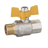 Кран-бабочка для газа 1/2" гайка/штуцер ViEiR VRQ211-01