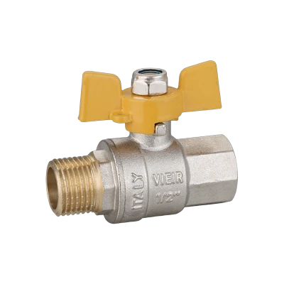Кран-бабочка для газа 1/2" гайка/штуцер ViEiR VRQ211-01