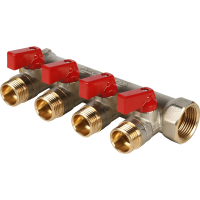 Коллектор 3/4" 4 выхода с кранами 1/2"