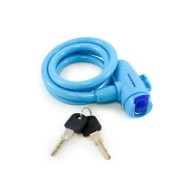 Замок велосипедный тросовый ВС-Т д-10мм, 1000мм, ключ СИНИЙ