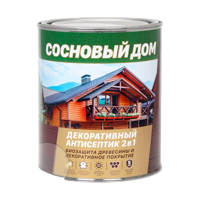 Состав декоративно-защитный Сосновый дом для древесины, бесцветный 0,8 л
