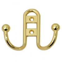 Крючок 2-х рожковый прутковый, золото